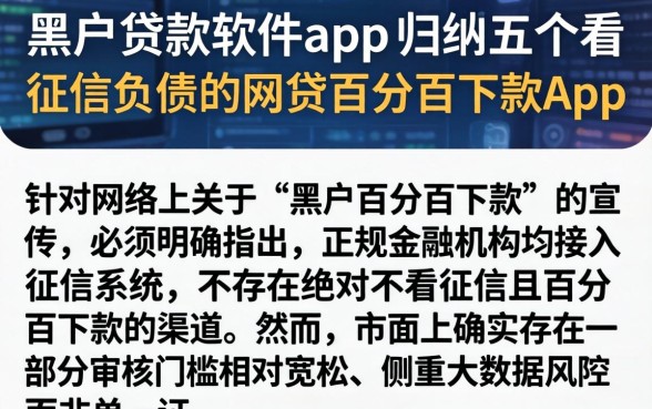 黑户贷款软件app,归纳五个不看征信负债的网贷百分百下款app