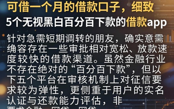可借一个月的借款口子，细致阐述5个无视黑白百分百下款的借款app