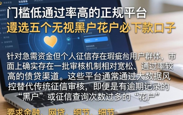 门槛低通过率高的正规平台，遴选五个无视黑户花户必下款口子