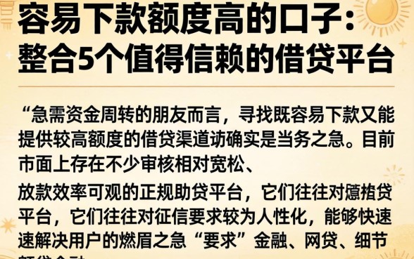 容易下款额度高的口子，整合5个值得信赖的借贷平台