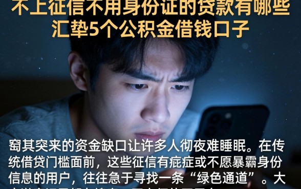 不上征信不用身份证的贷款有哪些，汇整5个公积金借钱口子