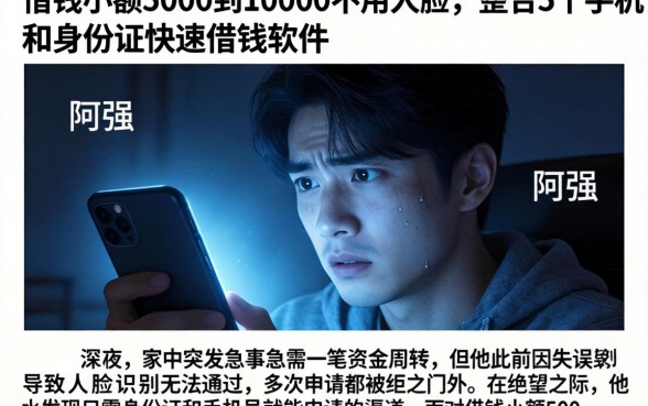 借钱小额5000到10000不用人脸，整合5个手机和身份证快速借钱软件