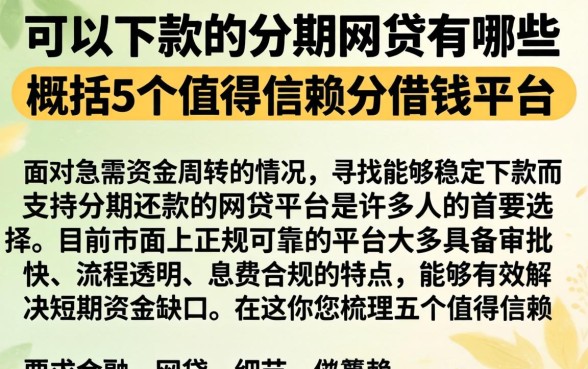 可以下款的分期网贷有哪些，概括5个值得信赖的借钱平台