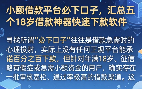小额借款平台必下口子，汇总五个18岁借款神器快速下款软件