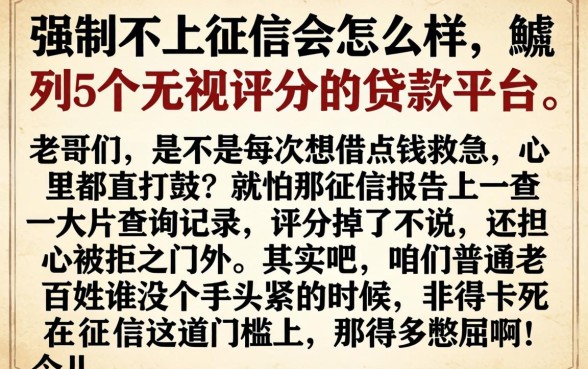 强制不上征信会怎么样，胪列5个无视评分的贷款平台