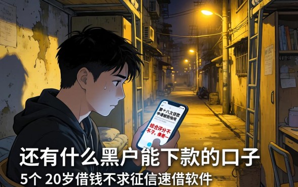还有什么黑户能下款的口子，详细阐述5个20岁借钱不求征信速借软件