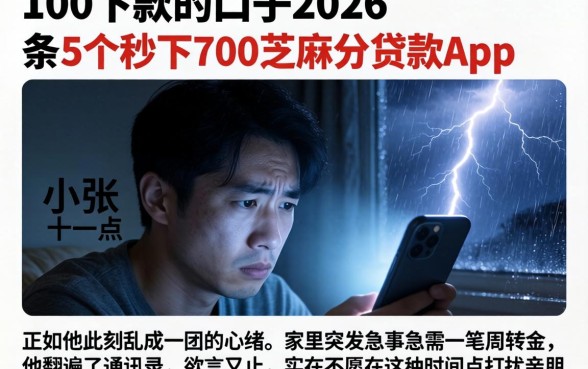 100下款的口子2026，条列5个秒下700芝麻分贷款app