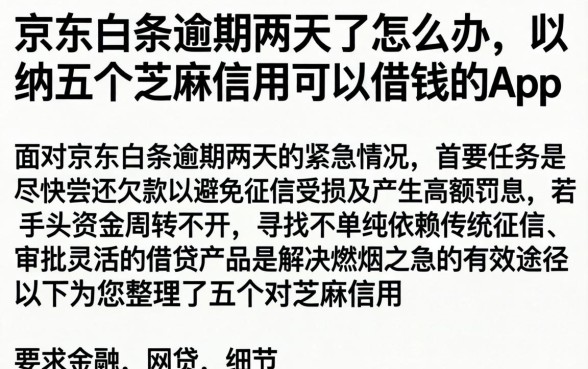 京东白条逾期两天了怎么办,归纳五个芝麻信用可以借钱的app