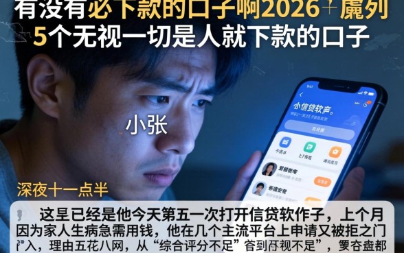 有没有必下款的口子啊2026，胪列5个无视一切是人就下款的口子