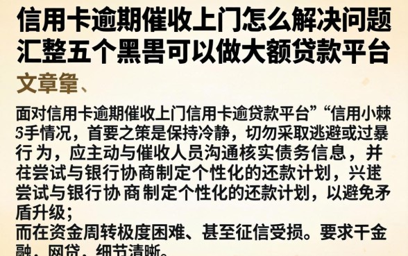 信用卡逾期催收上门怎么解决问题,汇整五个黑户可以做大额贷款平台