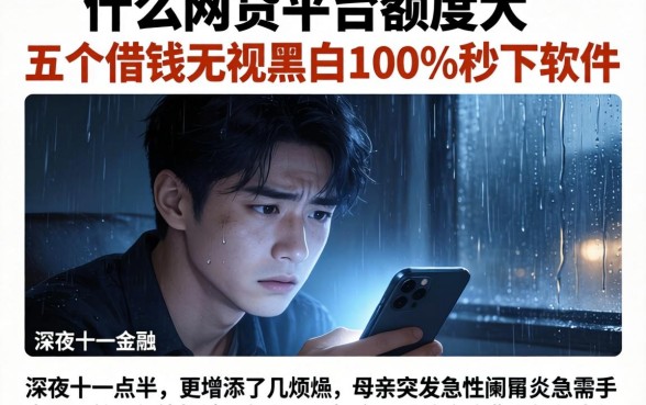 什么网贷平台额度大，详细阐述五个借钱无视黑白100%秒下软件