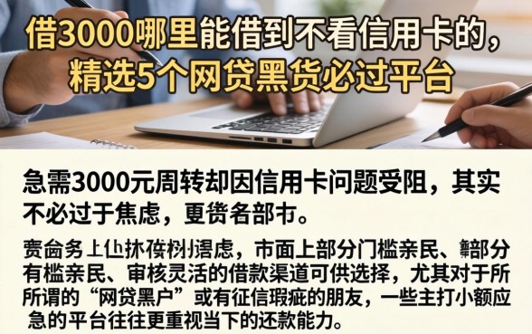 借3000哪里能借到不看信用卡的，精选5个网贷黑户必过平台