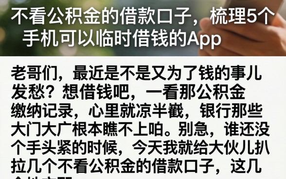 不看公积金的借款口子，梳理5个手机可以临时借钱的app