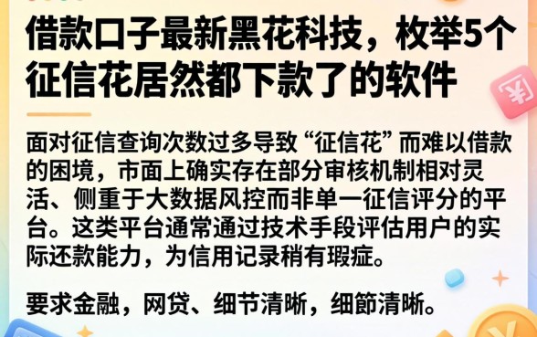借款口子最新黑花科技，枚举5个征信花居然都下款了的软件