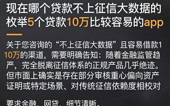 现在哪个贷款不上征信大数据的，枚举5个贷款10万比较容易的app