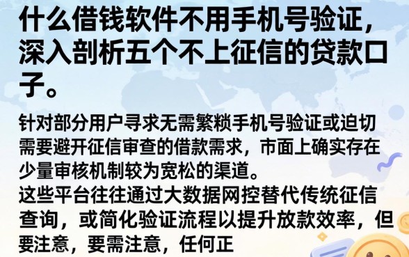 什么借钱软件不用手机号验证,深入剖析五个不上征信的贷款口子