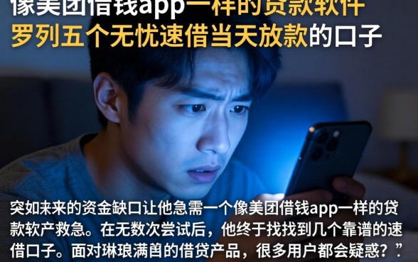像美团借钱app一样的贷款软件，罗列五个无忧速借当天放款的口子