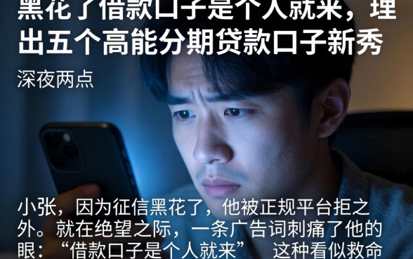 黑花了借款口子是个人就来,理出五个高能分期贷款口子新秀