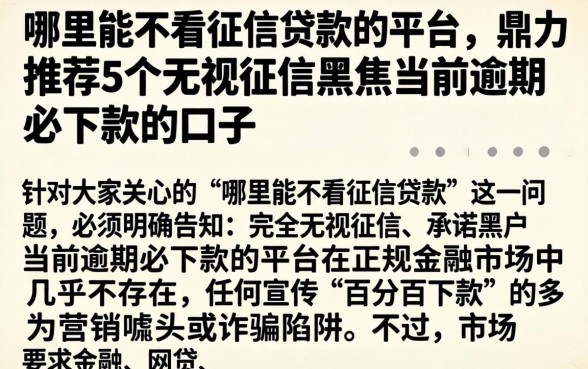 哪里能不看征信贷款的平台,鼎力推荐5个无视征信黑户当前逾期必下款的口子