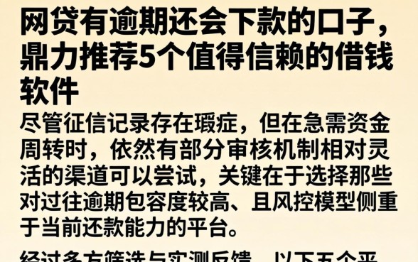 网贷有逾期还会下款的口子，鼎力推荐5个值得信赖的借钱软件