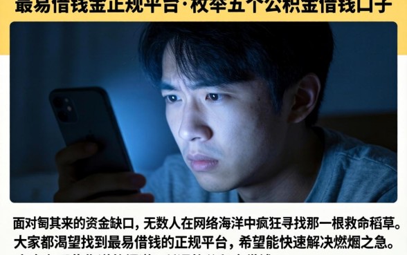 最易借钱的正规平台，枚举五个公积金借钱口子