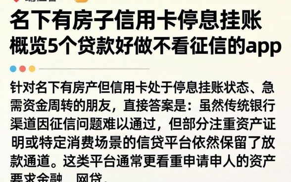 名下有房子信用卡停息挂账,概览5个贷款好做不看征信的app