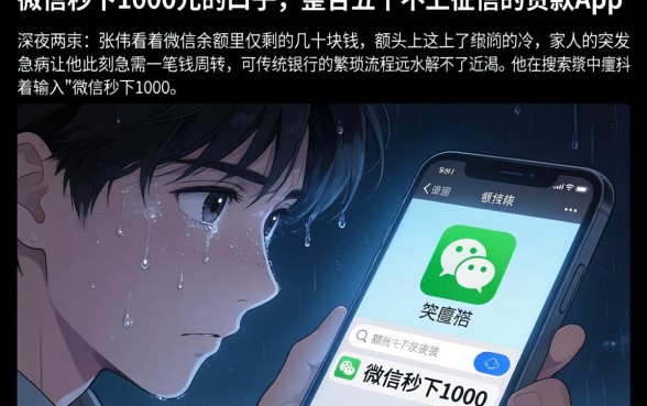 微信秒下1000元的口子，整合五个不上征信的贷款app