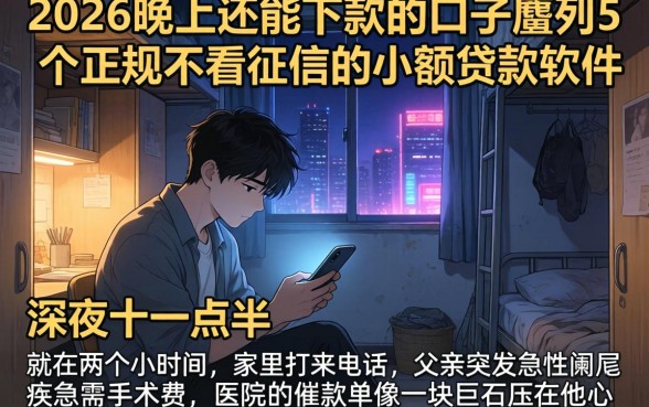 2026晚上还能下款的口子，胪列5个正规不看征信的小额贷款软件