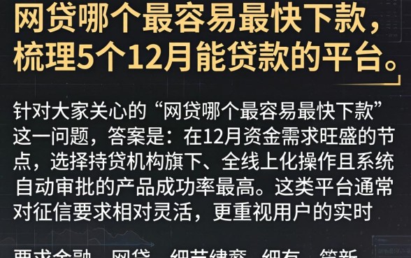 网贷哪个最容易最快下款，梳理5个12月能贷款的平台