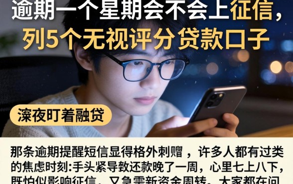 逾期一个星期会不会上征信，条列5个无视评分的贷款口子