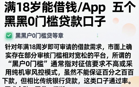 满18岁能借钱的app,详细阐述五个黑户0门槛贷款口子