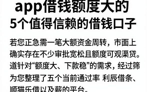 app借钱额度大的,概览5个值得信赖的借钱口子
