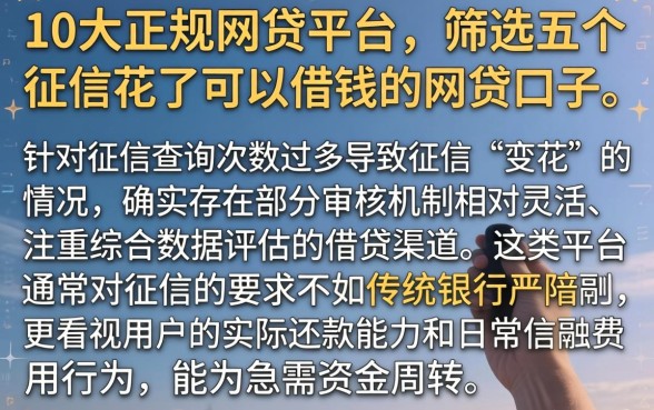 10大正规网贷平台，筛选五个征信花了可以借钱的网贷口子