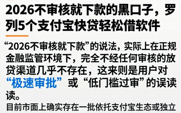 2026不审核就下款的黑口子，罗列5个支付宝快贷轻松借软件