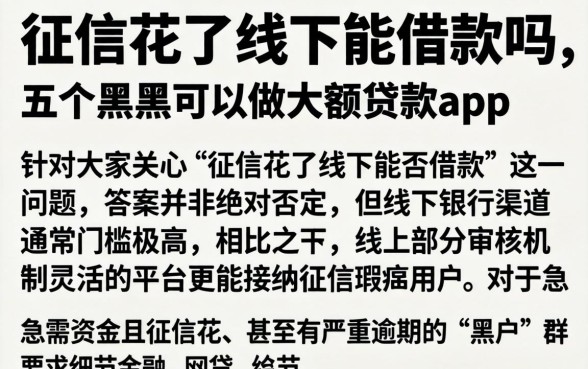 征信花了线下能借款吗，详细阐述五个黑户可以做大额贷款app