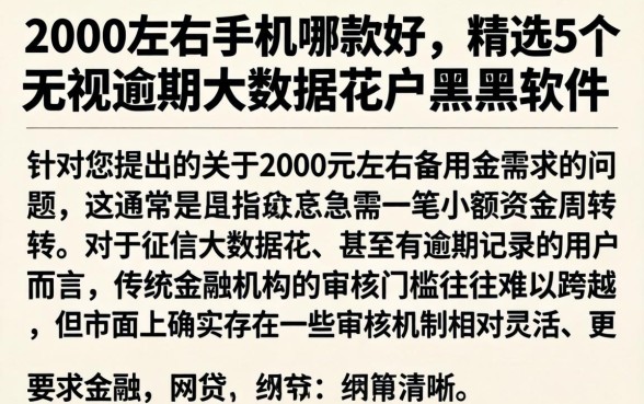 2000左右的手机哪款好,精选5个无视逾期大数据花户黑户软件