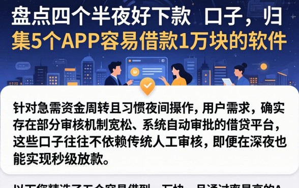 盘点四个半夜好下款的口子，归集5个APP容易借款1万块的软件