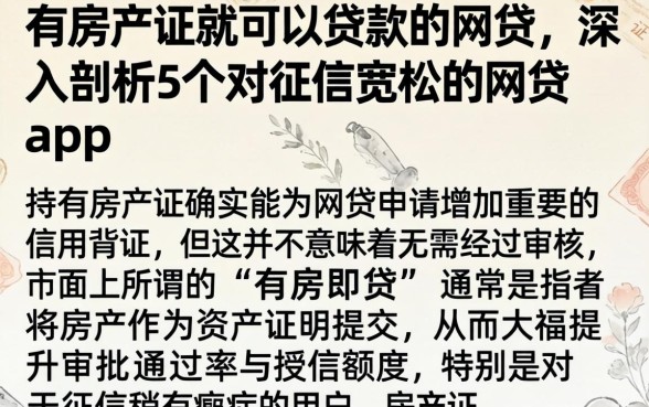 有房产证就可以贷款的网贷,深入剖析5个对征信宽松的网贷app