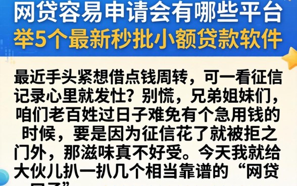 网贷容易申请的有哪些平台，枚举5个最新秒批小额贷款软件