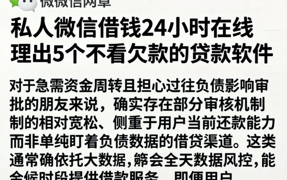 私人微信借钱24小时在线，理出5个不看欠款的贷款软件