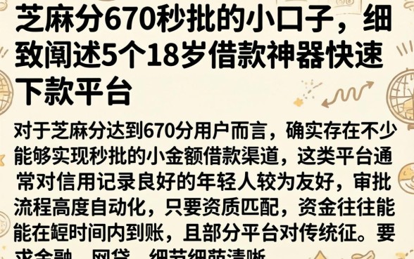 芝麻分670秒批的小口子，细致阐述5个18岁借款神器快速下款平台