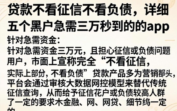 贷款不看征信不看负债,详细阐述五个黑户急需三万秒到的的app