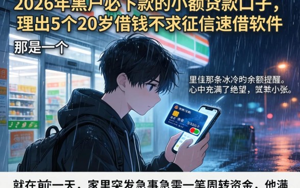 2026年黑户必下款的小额贷款口子,理出5个20岁借钱不求征信速借软件