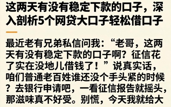 这两天有没有稳定下款的口子,深入剖析5个网贷大口子轻松借口子