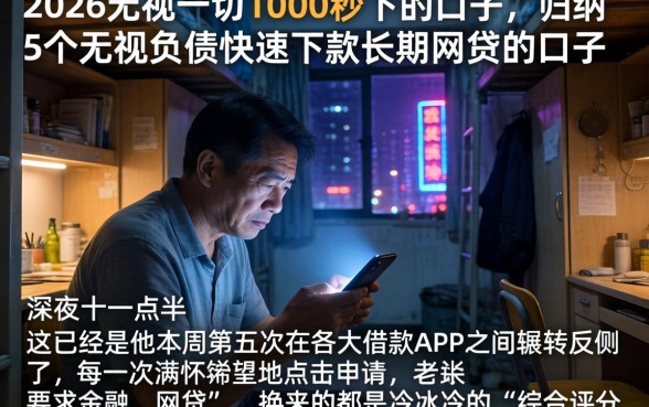 2026无视一切1000秒下的口子，归纳5个无视负债快速下款长期网贷的口子
