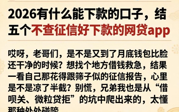 2026有什么能下款的口子，细致阐述五个不查征信好下款的网贷app