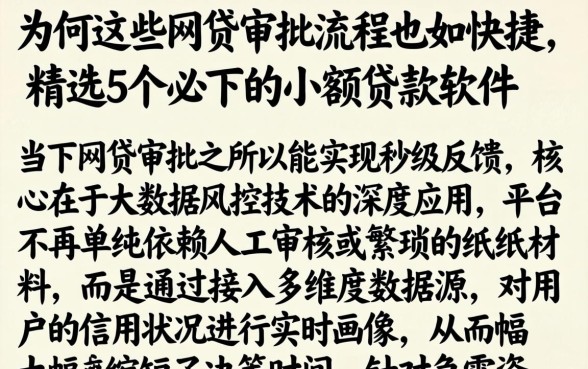 为何这些网贷审批流程如此快捷，精选5个必下的小额贷款软件