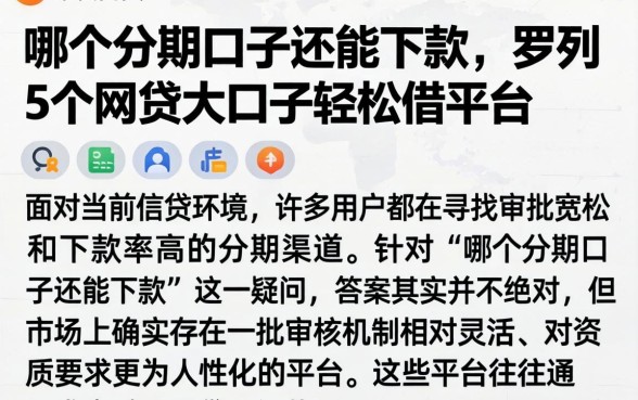 哪个分期口子还能下款，罗列5个网贷大口子轻松借平台