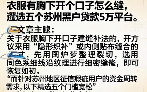 衣服的胸下开个口子怎么缝，遴选五个苏州黑户贷款5万的平台