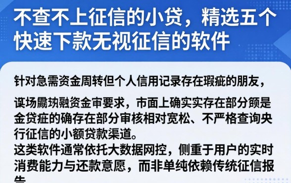 不查不上征信的小贷，精选五个快速下款无视征信的软件